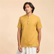 Áo Kurta nam 100% cotton hữu cơ có thêu (Mustard)