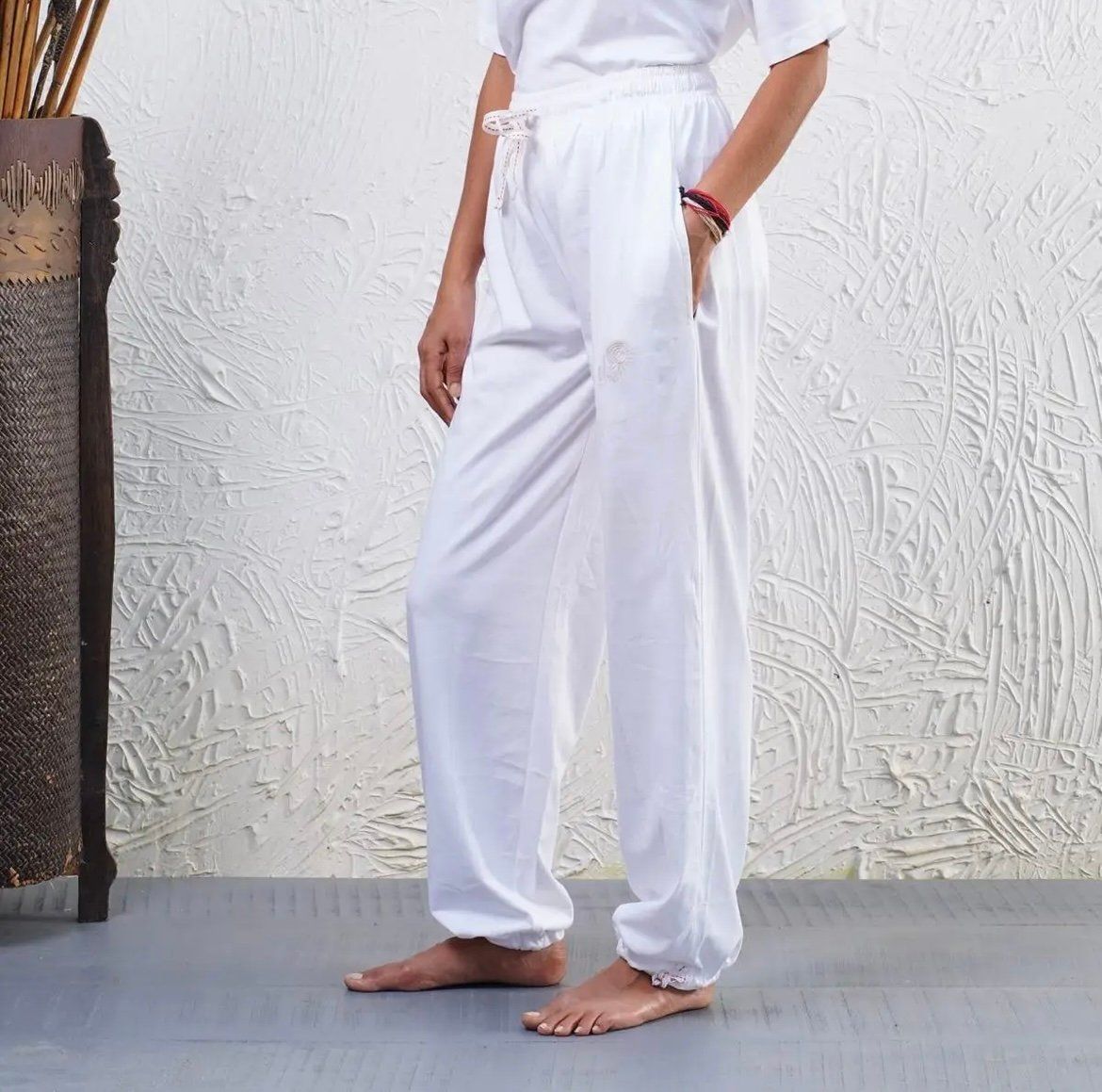 Quần cotton hữu cơTrắng